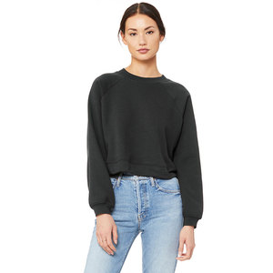 Bella Canvas 7505, Jersey raglán gris oscuro para mujer, sudadera polar con capucha, suéter raglán recortado, sudadera holgada con estampado de letras - Product Image 1
