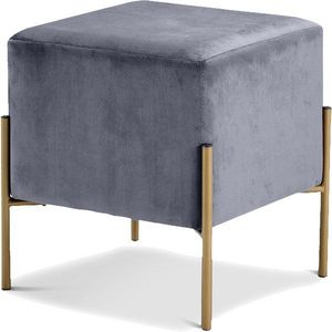 Taburete Otomano Redondo de Metal, Mueble para Sala de Estar, Taburete de Oficina, Otomano de Terciopelo Azul, Reposapiés, Puff - Product Image 2