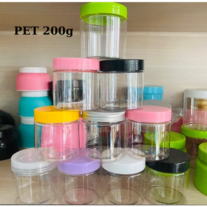 Bocaux en plastique cosmétiques de forme plate de couleur transparente beurre corporel conteneur de gommage corporel pot de crème pour le visage en PET pot de conteneur de soins de la peau - Product Image 1