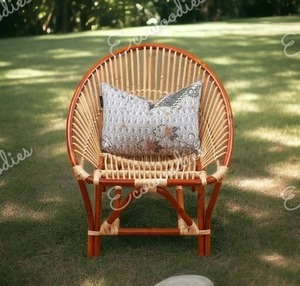 Luxury <strong>Vintage</strong> Wicker Dining <strong>Furniture</strong> Outdoor Rattan Chair Backrest Stool With Armrests High-grade Rattan Hand-woven Chairs - Product Image 5