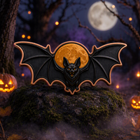 Pièces de monnaie en cuivre haute qualité .999 pur, pièce de monnaie en forme de chauve-souris pour Halloween, impression UV colorée, pièces de monnaie en cuivre à lune lumineuse