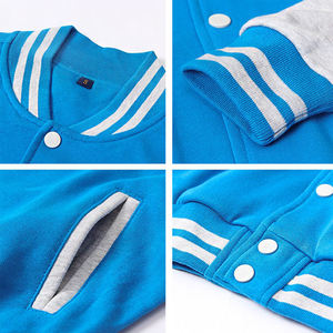 Meilleure vente Blouson bombardier en laine pour collège pour hommes brodé personnalisé Baseball High Street couleur unie printemps toile col montant - Product Image 5