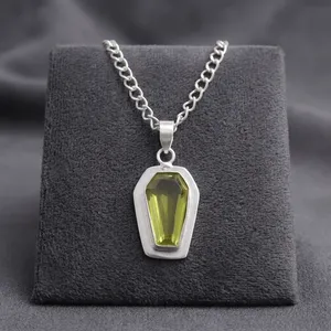 Silver Plated <b>Peridot</b> Gemstone Bezel Setting Coffin Shape Classic Design Brass Handmade Jewelry Wholesale Women Wear Third Party - Product Image 1