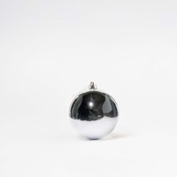 Boules de Noël rondes en plastique argentées, 2 pièces, 15 cm, fabriquées à la machine, pour arbre, suspendues, Italie, Optima Trade Srl