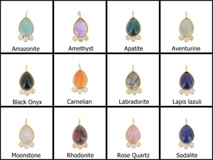 Wholesale Amazonite Gemstone Drop-Shaped Pendant 14x7mm Bezel Set CZ Pyramid Pattern Sterling <b>Silver</b> Gold Vermeil Pearl Material - Product Image 6