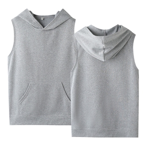 OEM Custom Logo High Quality Cotton Polyester Stylish Streetwear Men's Winter <b>Sleeveless</b> <b>Hoodies</b> Plus Size Essential Hot Sale - Product Image 4