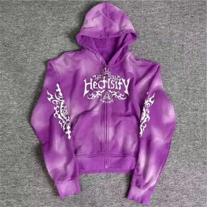 Sudadera con capucha lavada con ácido Vintage de gran tamaño de alta calidad para hombres Fabricantes de algodón bordado personalizado Cremallera impermeable - Product Image 4