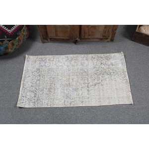 พรมตุรกี, พรมวินเทจขนาด 1.9x3.4 ฟุต, พรมขนสัตว์เปอร์เซียสีเทา - Product Image 3