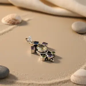 Colgante de Plata 925 con Piedras Preciosas para Mujer, Joyería Elegante con Baño de Rodio en Oro Rosa, Diseño de Gota de Agua - Product Image 2