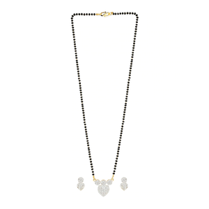 Collar de boda hindú moderno Chota Heart Mangalsutra, cadena de cuerda de acero inoxidable con baño de oro y rodio, joyería de aleación de zinc - Product Image 3
