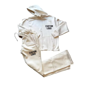 Conjunto de chándal con logotipo personalizado para hombre y mujer Sudadera con capucha y pantalones de chándal de dos piezas Ropa deportiva Traje de jogging de invierno - Product Image 4