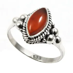 Carnelian Gemstone 925 Sterling Silver Ring Handmade Ethnic Jewelry Wedding marquise Rings For women Men Gift