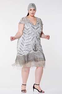 Vestido de fiesta de noche elegante de mujer personalizado hasta la rodilla con flecos y acento plateado bordado para mujer - Product Image 3