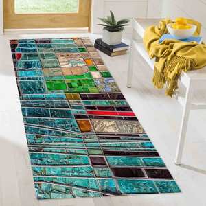 Tapis imprimé à motifs en verre coloré pour la décoration moderne de la maison, avec tapis à poils doux - Product Image 1
