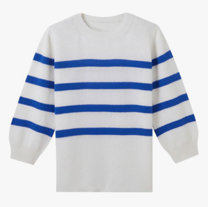 Fabricant de vêtements Pull rayé de haute qualité Mode printemps-hiver Coton lourd en molleton Tricoté à la main Sweat-shirt pour femmes - Product Image 1