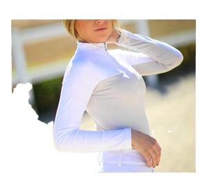 2023 personnalisé équitation équestre à manches longues demi fermeture éclair hauts couche de base pour les femmes couche de base en polyester avec logo personnalisé - Product Image 1