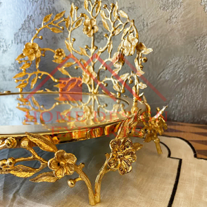 Gold Royal Design Metal Cake Stand with With <b>Mirror</b> Top Luxury Wedding Cake Display Cake - Product Image 4