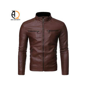 Veste en cuir pour homme, veste de motard, veste décontractée zippée, coupe-vent en cuir, veste en cuir légère en PU, veste de motard vintage - Product Image 1