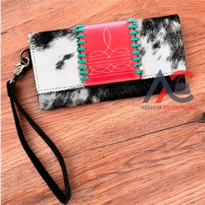 Cartera de cuero de piel de vaca para mujer, bolso de mano de piel Stich, monedero multiusos con estampado de animales, bolso de mano a la moda, gran oferta - Product Image 1