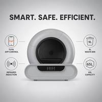 Bac à litière automatique pour chat, contrôle par application, toilette pour chat autonettoyante intelligente, élimination des odeurs, capacité de 65 L