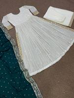 Nouvelle robe pakistanaise en faux georgette trois pièces, broderies et sequins, pour l'Aïd, 4 saisons, entièrement cousue, élégante pour femmes