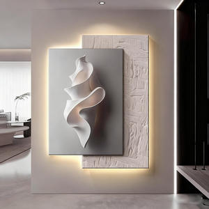 2025 minimalista negro-Blanco-gris LED luz lienzo Fondo porche pared pintura tridimensional sentido sala de estar decorativa - Product Image 2