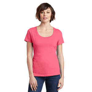 T-shirt basique pour femme en maille extensible à col rond et manches courtes, ourlet arrondi, couleur unie - Product Image 1