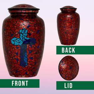 Urna de cristal de mosaico moderna de gran tamaño para cremación funeraria de adultos, obra de arte decorativa de aluminio al por mayor para cenizas humanas de simpatía - Product Image 4