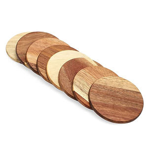 Forme et taille personnalisées les plus vendues Découpe au laser Dessous de verre en bois blanc en noyer d'acacia mince à Star Crafts India - Product Image 1