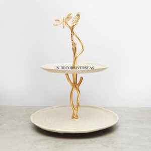 ที่วางโชว์เค้กสุดหรู2ชั้นเคลือบเงาทำจากอลูมิเนียมเคลือบเงาสีเงินสำหรับงานแต่งงานและงานวันเกิดจากอินเดีย - Product Image 6