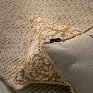 Funda de cojín con estampado de bloques Premium, diseño Floral bohemio, hecha a mano, algodón ecológico, funda de almohada estampada a mano, 12x20 - Product Image 3