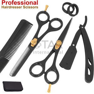 Juego de tijeras y maquinilla de afeitar de peluquería profesional, tijeras de corte de borde de maquinilla de afeitar de 6 ", tijeras de adelgazamiento de 6", estilismo para el cabello - Product Image 6