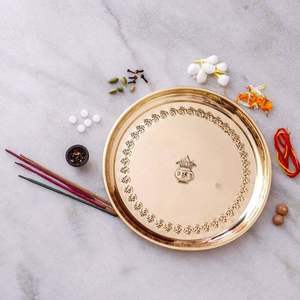 Brass Pooja Thal Brass Handicraft Item in Brass Polish Color Luxury Gifting Item Decorate Your Mandir with This <b>Beautiful</b> Tha - Product Image 3