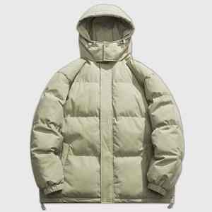 Veste d'hiver à long col montant avec logo sur le devant imperméable et coupe-vent respirant en coton à capuche décontracté pour hommes - Product Image 1