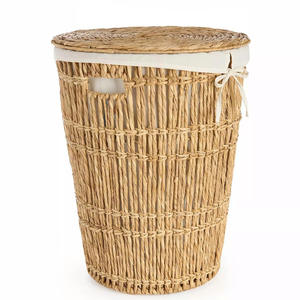 Handcrafted <b>water</b> <b>hyacinth</b> scalloped <b>basket</b> natural laundry <b>basket</b> from Vietnam, high-quality design for stylish home decoration - Product Image 1