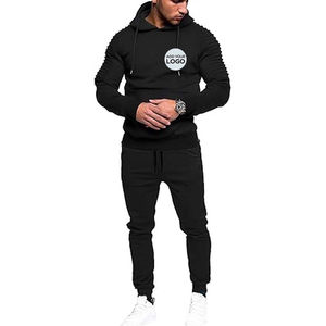 Ensemble de survêtement pour homme en coton 100% tissé pour l'hiver, sweat-shirt à capuche et pantalon long, tenue de sport décontractée - Product Image 3