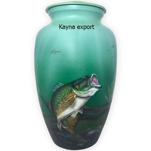 Urne funéraire pour adulte en métal, peinte à la main, style américain, bleu océan, biodégradable, capacité de 200 pouces cubes, vente chaude, pas cher - Product Image 5