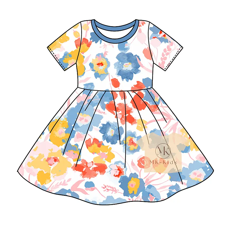 子供女の子服子供服カスタムパターンカラーサマードレス子供のための小さな女の子のドレス