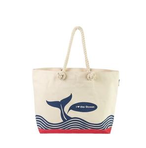 Vente en gros Sac fourre-tout en toile de coton de grande capacité avec logo personnalisé et fermeture éclair de style féminin, deux poignées pour utilisation sur la plage - Product Image 4
