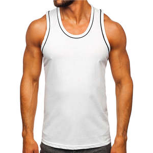 High Quality Custom Men Summer Scoop Neck Tank Top Knit Gym Workout Muscle <b>Undershirt</b> Premium Eco-Friendly Quick Dry Embroidery - Product Image 1