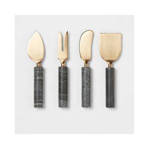 Couteau à fromage en or avec manche en brindille noire plaqué or avec manche rustique couteau à fromage en gros et outils d'épandage - Product Image 3