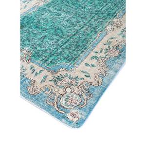 Tapis en laine noué à la main vert vintage, grand rectangle, motif floral et abstrait, pour entrée de maison, salon - Pae-2111 - Product Image 2