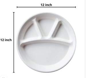 Plateau repas jetable 3CP Sugarcane Pulp Bagasse avec couvercle pour les fêtes, les hôtels à emporter, les camions de nourriture, les mariages. - Product Image 3