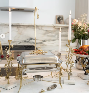 Plat de service de luxe à motif floral, orné, avec dessus en laiton floral suspendu, style vintage argenté éblouissant - Product Image 6