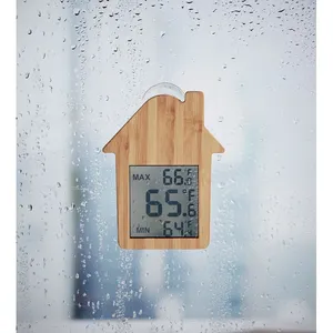 Station météo en bambou HISA, thermomètres et gadgets durables pour la maison - Product Image 3