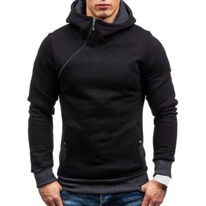 Sweat à capuche pour homme, nouvelle collection automne-hiver 2024, tricoté, épais, polyester/coton, couleur unie, chaud, doux, fermeture éclair, imprimé, grande taille, uni, teint - Product Image 1