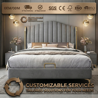 Italian Minimalist Luxury Leather Bed <strong>Gas</strong> Lift Storage Noise Free Slats Puffy Upholstered Double Bed