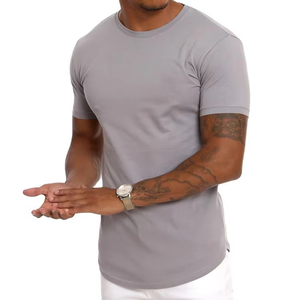 <b>Mens</b> Slim Fit <b>Long</b> <b>Sleeve</b> Streetwear T-Shirt 93% Cotton 7% Elastane Light Weight <b>Gym</b> <b>Top</b> Longline Curved Hem OEM Customizable - Product Image 3