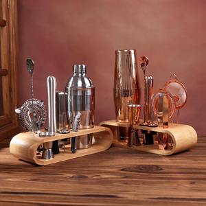 Support à bar en bois élégant, finition cuivre, parfait pour les accessoires à vin et à cocktails, pour bar à domicile, cuisine et bureau, articles de bar en provenance d'Inde. - Product Image 3