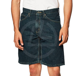 Pantalones cortos vaqueros sólidos de algodón 100% para hombre con paneles únicos Estilo audaz Lavado ligero Ajuste relajado - Product Image 1